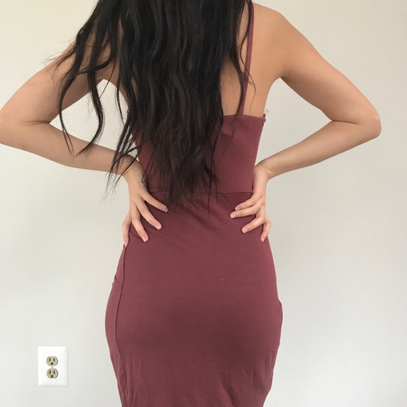 Millie Maroon Knot-Front Bodycon Mini Dress - Picture 4 of 5